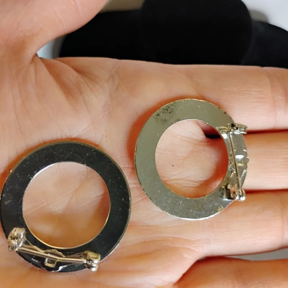 Silver Tone Set of‎ Circular Textured Brooches